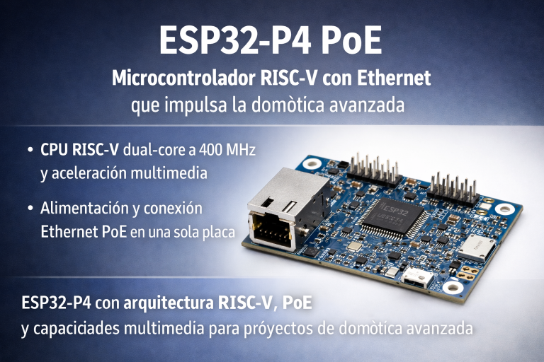 ESP32-P4 PoE microcontrolador RISC-V con Ethernet para domótica avanzada
