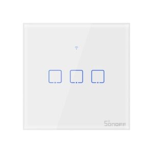 SONOFF T0EU3C Interruptor Mural para Luces Inalámbrico Wi-Fi Inteligente, Interruptor de Tipo 86 de 3 Canales para Soluciones de Automatización Domótica