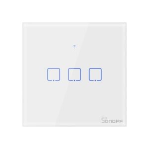 SONOFF T0EU3C Interruptor Mural para Luces Inalámbrico Wi-Fi Inteligente, Interruptor de Tipo 86 de 3 Canales para Soluciones de Automatización Domótica