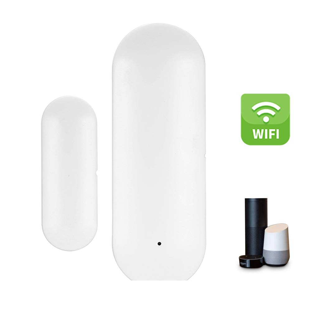 OWSOO Sensor de Puerta y Ventana WiFi Inalámbrica, Sensor de Puerta Inteligente, Funciona con Amazon Alexa/Google Assistant/IFTTT o Rokid