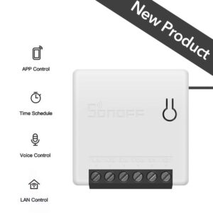 OWSOO SONOFF Mini Interruptor 10A, Interruptor de Dos Vías, Mini Switch, Soporta Modo de DIY, Control de App, Control de Voz, Temporización, Compatible con Google Home/Amazon Alexa