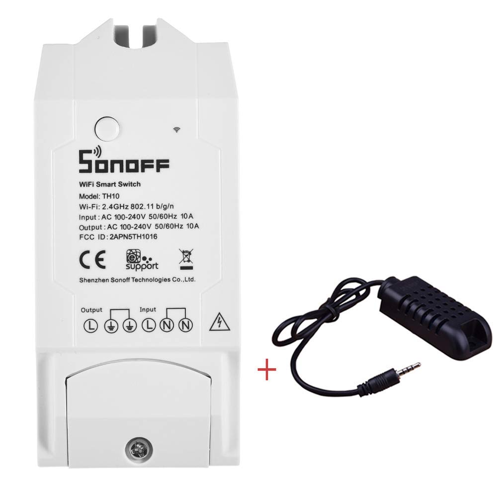 Docooler Sonoff TH10 WiFi Smart Switch Mando a Distancia Smartphone Sensor de Temperatura y Humedad para Smart Home