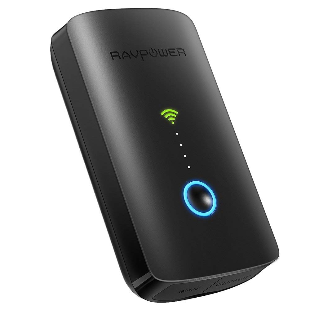 RAVPower Filehub Router Portátil WiFi, Amplificador/Repetidor WiFi, Lector de SD, Disco Duro Inalámbrico, Batería Externa 6000mAh, Hotspot, Acceso a Disco Duro y Pendrive USB, Compartido de Archivos (negro)