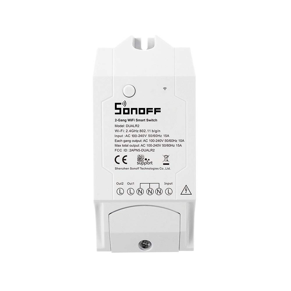 Interruptor inteligente Sonoff Dual 2 Gang, interruptor de activación/desactivación de control remoto WiFi de 2 canales para electrodomésticos ligeros y domésticos